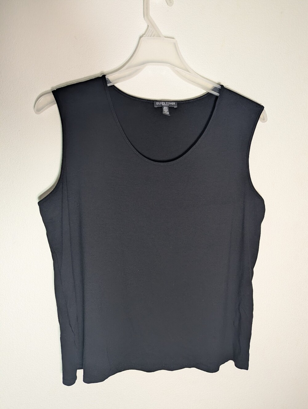 Eileen Fisher Womens Shirt Tank Top Sleeveless Black Scoop-Neck Quiet Luxury 1X